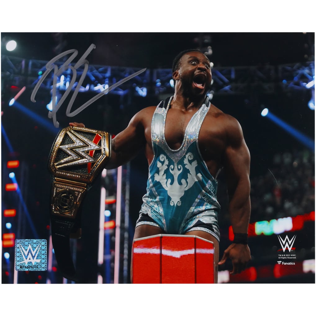 Big E WWE Autographed Fanatics Authentic 8" x 10" On-Ropes with Title Photograph