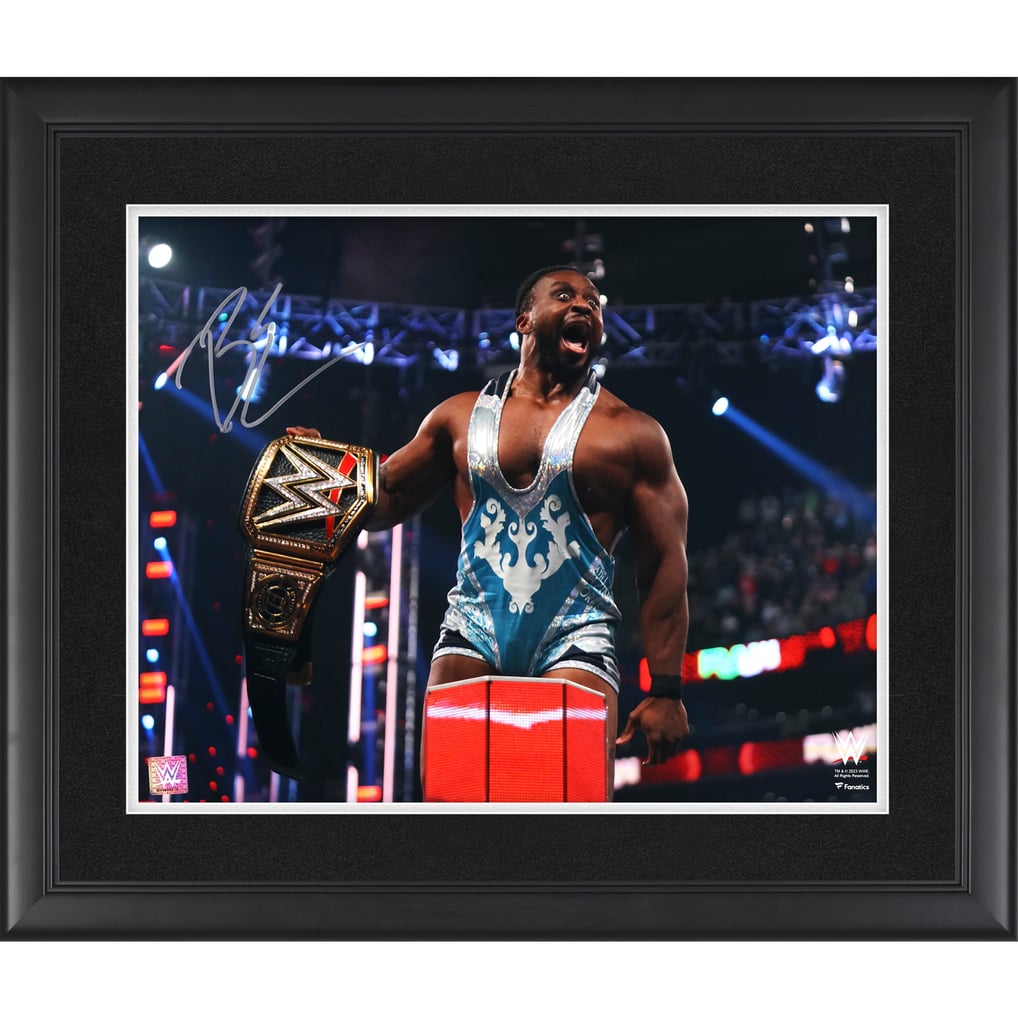 Big E WWE Autographed Fanatics Authentic Framed 16" x 20" On-Ropes with Title Photograph