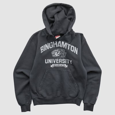 Binghamton Bearcats Champion 2000s Hooded Pullover Sweatshirt - Charcoal - XS by Fanatics Real Vintage