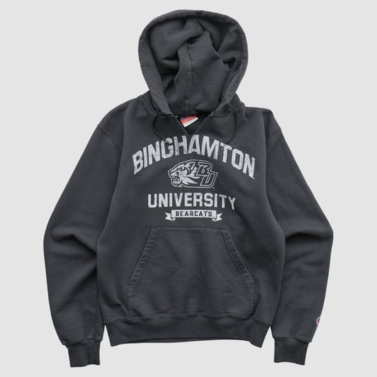 Binghamton Bearcats Champion 2000s Hooded Pullover Sweatshirt - Charcoal - XS by Fanatics Real Vintage