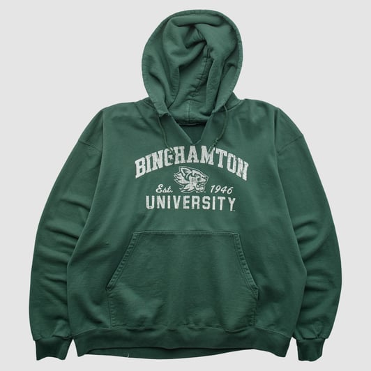 Binghamton Bearcats Champion 2000s Hooded Pullover Sweatshirt - Green - L by Fanatics Real Vintage