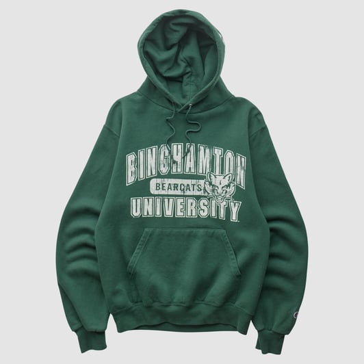 Binghamton Bearcats Champion 2000s Hooded Pullover Sweatshirt - Green - XS by Fanatics Real Vintage