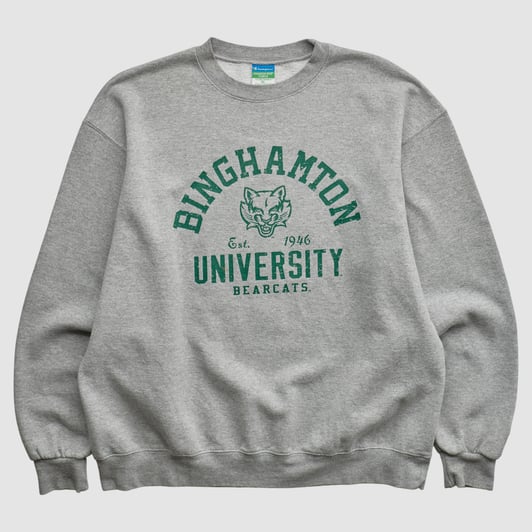 Binghamton Bearcats Champion 2010s Pullover Sweatshirt - Heather Gray - L by Fanatics Real Vintage