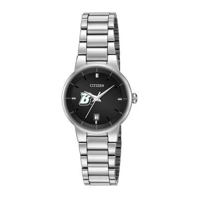 Binghamton Bearcats Citizen Watch Women's Black Dial Stainless Steel Watch - Silver