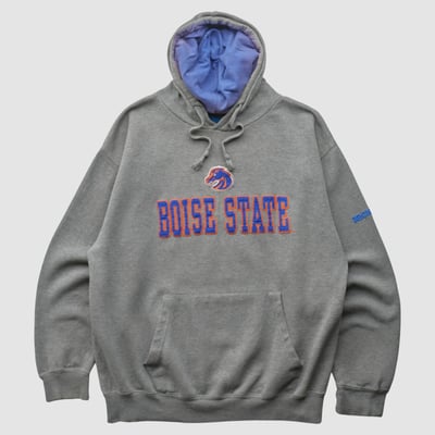 Boise State Broncos Old Varsity Brand 2010s Hooded Pullover Sweatshirt - Gray - L by Fanatics Real Vintage