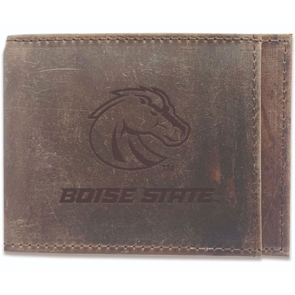 Boise State Broncos Bifold Leather Wallet - Brown