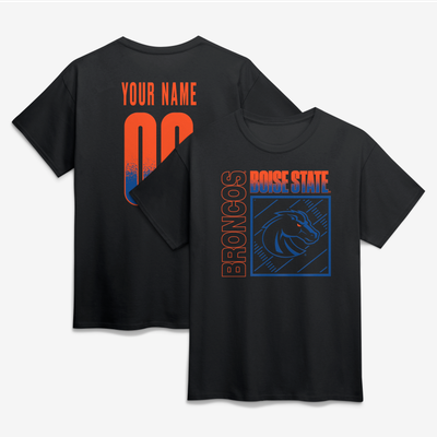 Boise State Broncos Big & Tall Home Field Pop Personalized Any Name & Number T-Shirt - Black