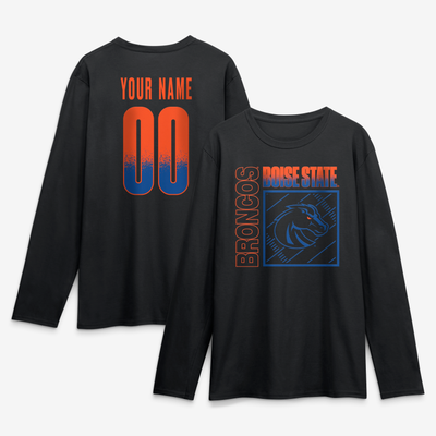 Boise State Broncos  Home Field Pop Personalized Any Name & Number Long Sleeve T-Shirt - Black