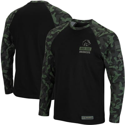 Boise State Broncos Colosseum OHT Military Appreciation Camo Raglan Long Sleeve T-Shirt - Black