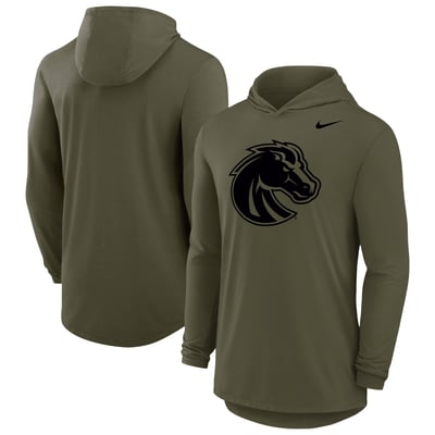 Boise State Broncos Nike Dri-FIT Military Long Sleeve Hooded T-Shirt - Olive