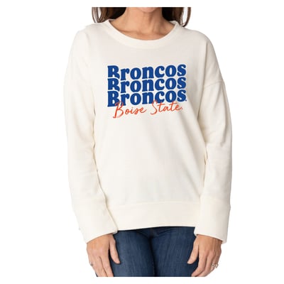 Boise State Broncos Flying Colors Apparel Women's Marly Side Split Sweatshirt - Cream
