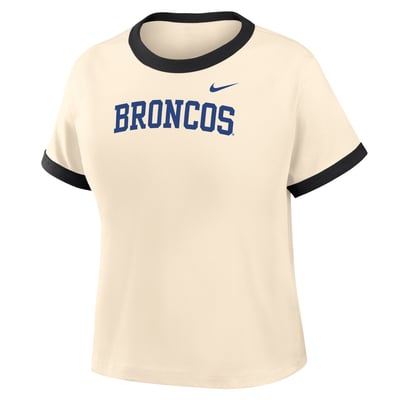 Boise State Broncos Nike Women's Ringer Mod Cropped T-Shirt - Natural