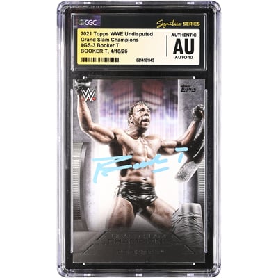 Booker T WWE Autographed 2021 Topps Undisputed Grand Slam Champions #GS-3 CGC Fanatics Witnessed Authenticated AUTO 10 Card