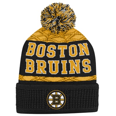 Boston Bruins  Puck Cuffed Knit Hat with Pom - Gold
