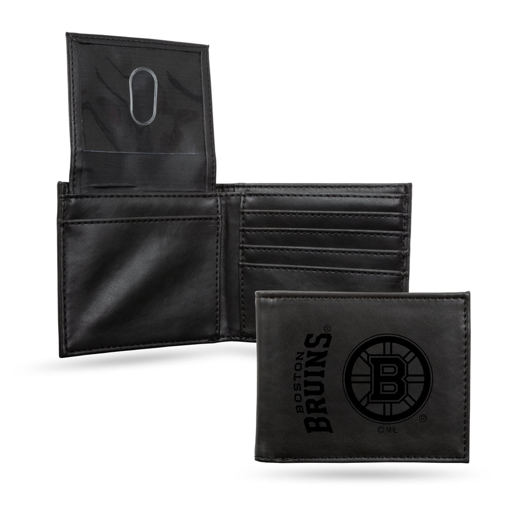 Boston Bruins Laser Engraved Billfold Wallet - Black