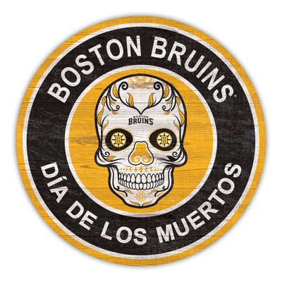 Boston Bruins 12" Sugar Skull Circle Sign