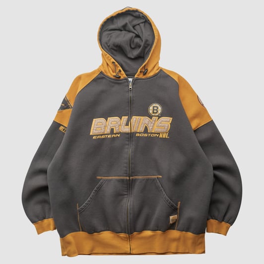 Boston Bruins Lee Apparel 2000s Hooded Full Zip Jacket - Gray - 2XL by Fanatics Real Vintage
