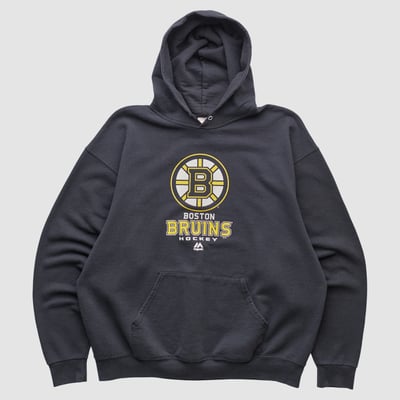Boston Bruins Majestic 2010s Hooded Pullover Sweatshirt - Black - L by Fanatics Real Vintage