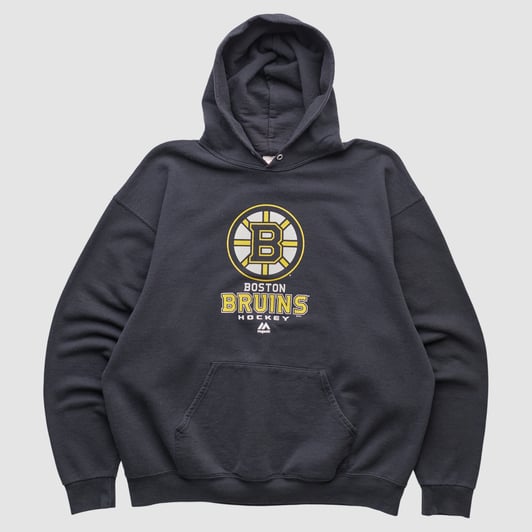Boston Bruins Majestic 2010s Hooded Pullover Sweatshirt - Black - L by Fanatics Real Vintage