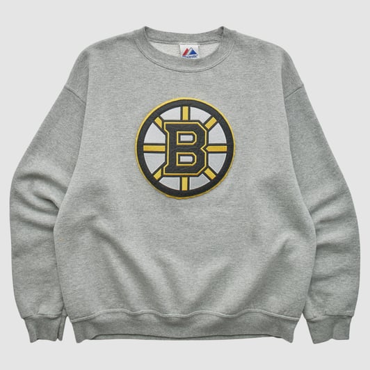 Boston Bruins Majestic 2010s Pullover Sweatshirt - Heather Gray - M by Fanatics Real Vintage