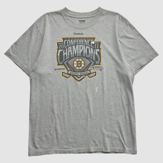 Boston Bruins Reebok 2011 T-shirt - Heather Gray - L by Fanatics Real Vintage