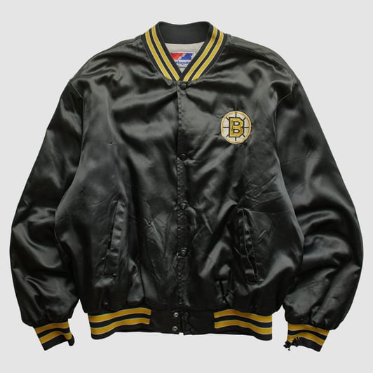 Boston Bruins Swingster 90s Full Snap Jacket - Black - L by Fanatics Real Vintage
