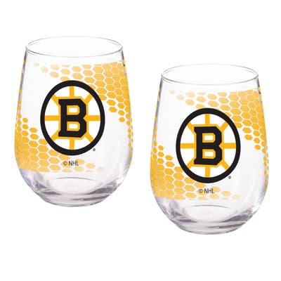 Boston Bruins Two-Piece 17oz. Color Fade Stemless Wine Glass Set