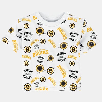 Boston Bruins Outerstuff Infant Run Down Allover Print T-Shirt - White