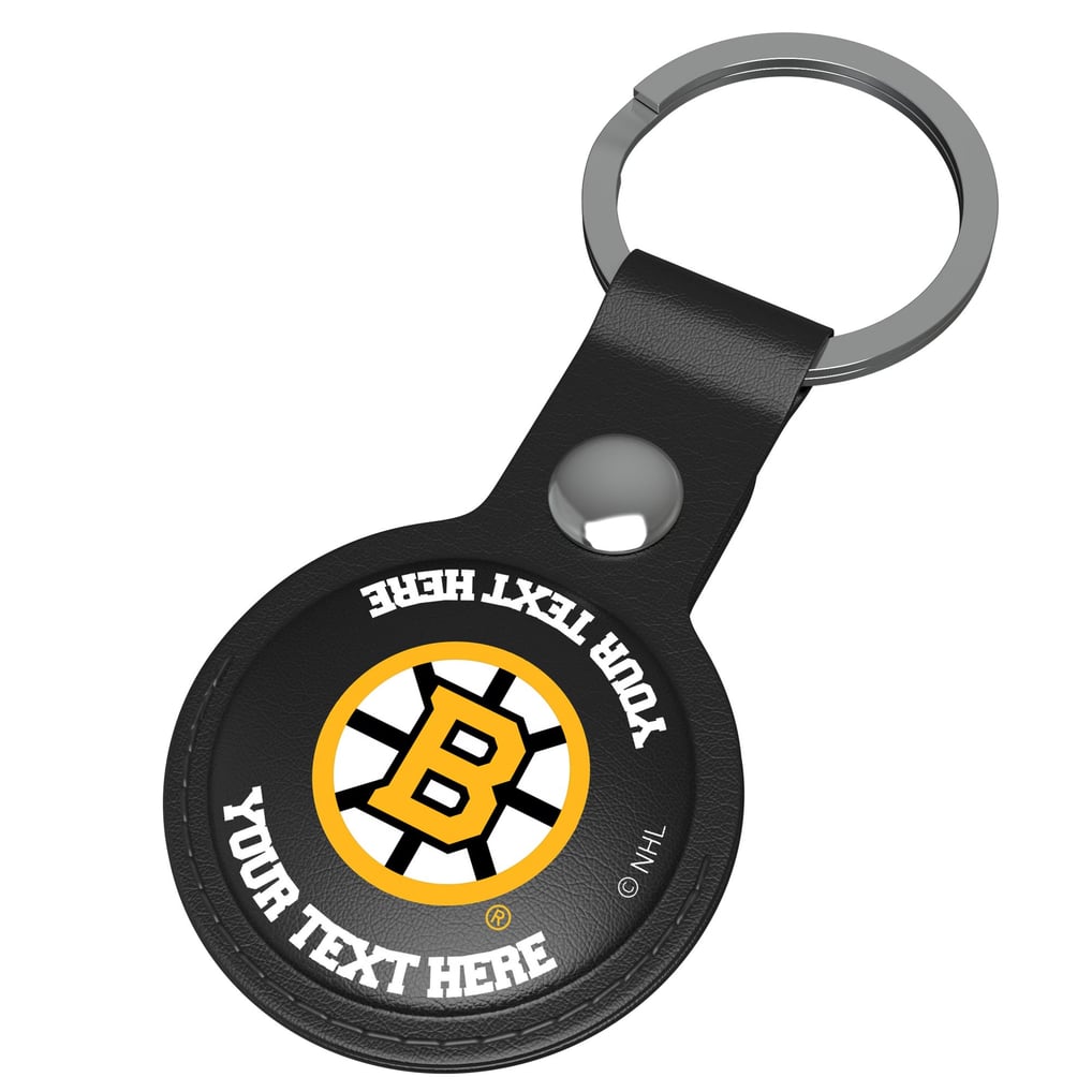 Boston Bruins Keyscaper Personalized Black Leatherette AirTag Holder