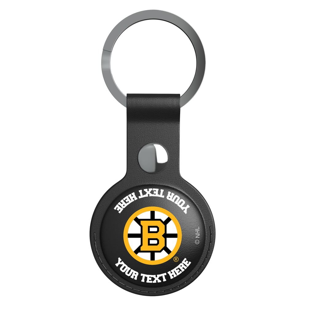 Boston Bruins Keyscaper Personalized Black Leatherette AirTag Holder