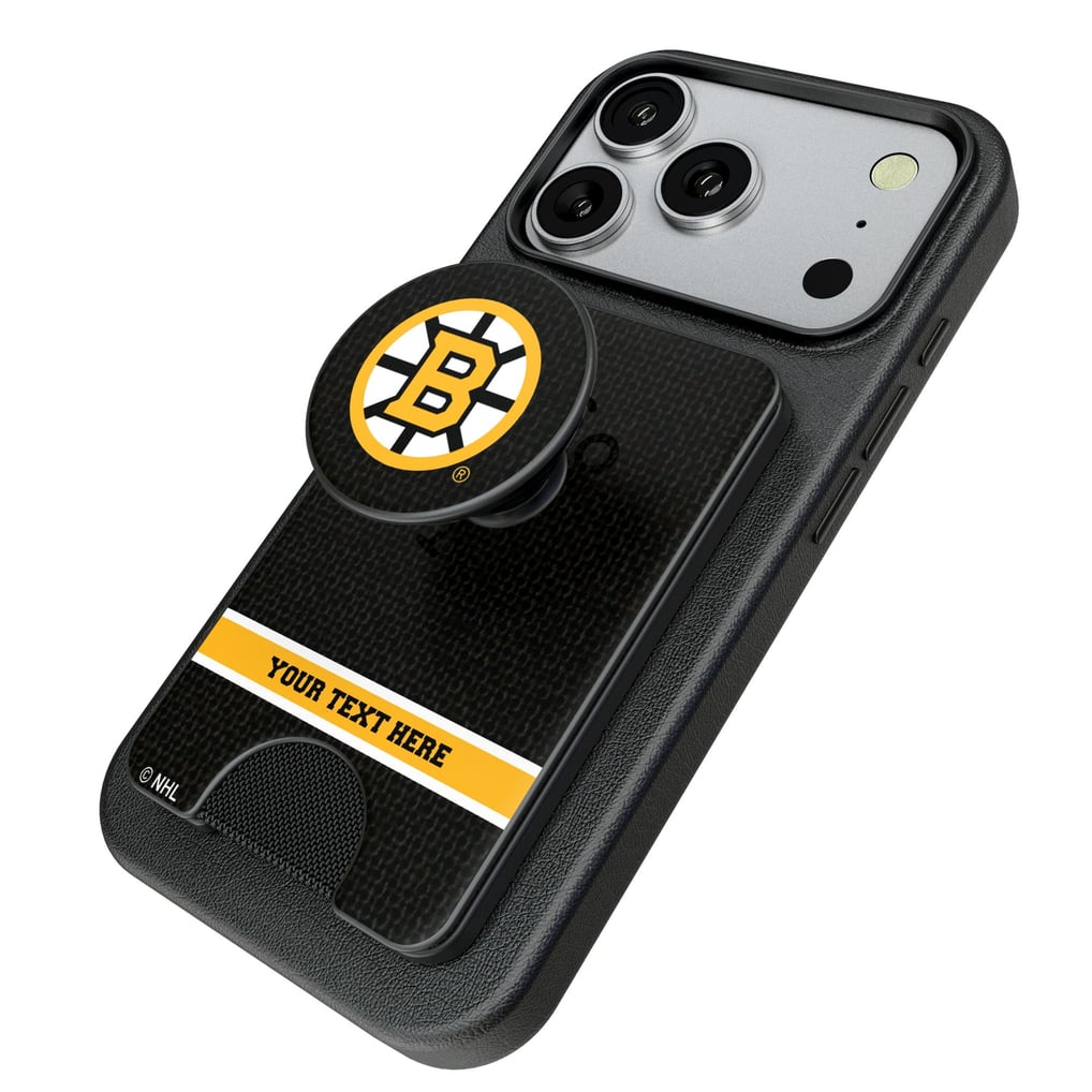 Boston Bruins Keyscaper Personalized Solid PopSockets Magnetic Wallet