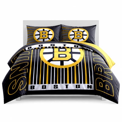 Boston Bruins Logo Brands Momentum 5-Piece Full/Queen Bedding Set