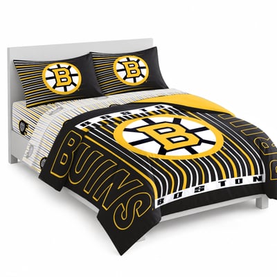 Logo Brands Boston Bruins Momentum Bed In A Bag - Queen