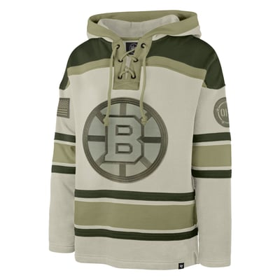 Boston Bruins '47 OHT Military Appreciation Lacer Hoodie - Beige
