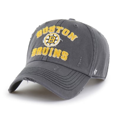 Boston Bruins '47 Seymoore Distressed Applique Clean Up Adjustable Hat - Black