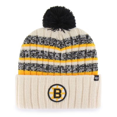 Boston Bruins '47  Tavern Cuffed Knit Hat with Pom - Cream
