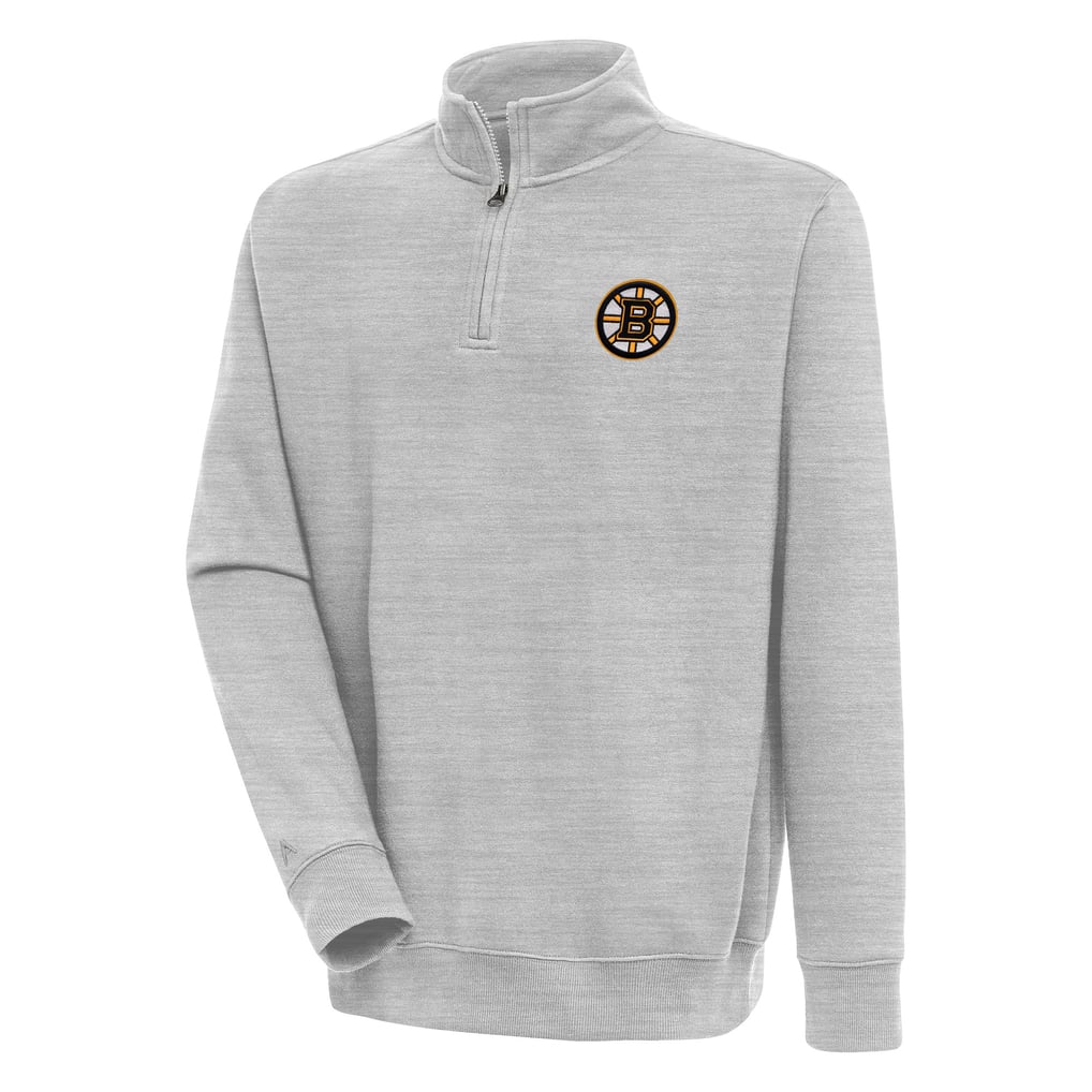  Boston Bruins Antigua Victory Quarter-Zip Pullover Top - Heather Gray