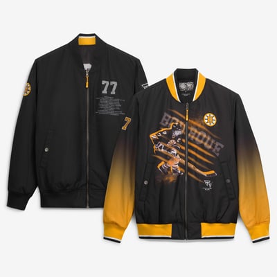 Ray Bourque Boston Bruins AW Chang Reversible Full-Zip Bomber Jacket - Black