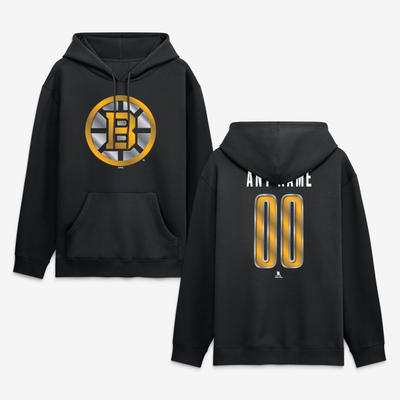 Boston Bruins Big & Tall Forged Mascot Personalized Name & Number Hoodie - Black