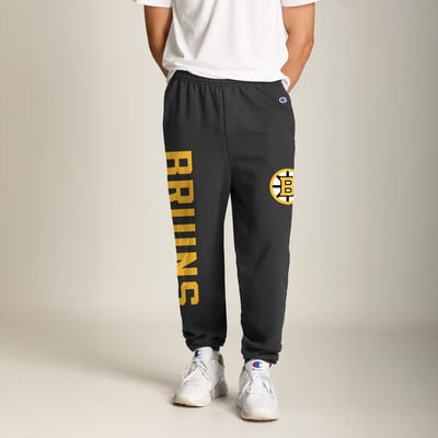 Boston Bruins Champion Powerblend Banded Fleece Sweatpants - Black