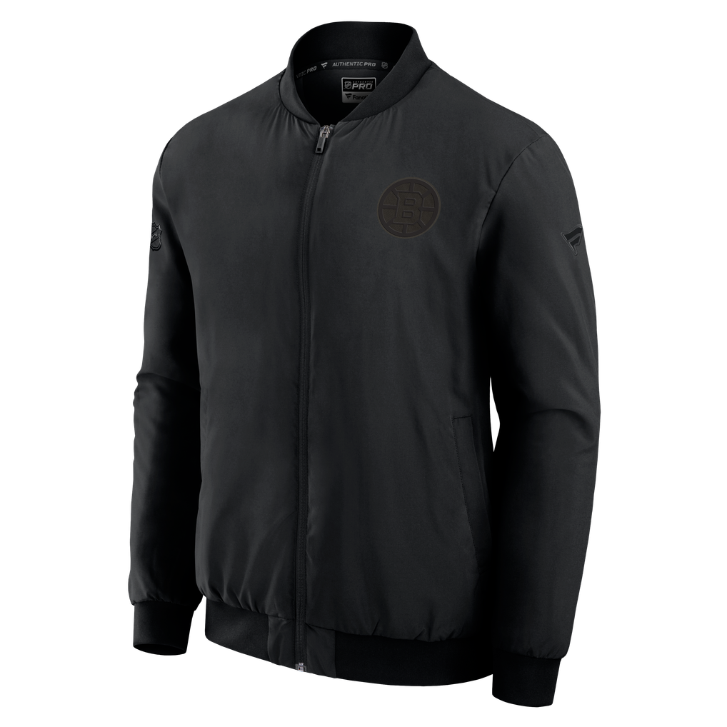 Boston Bruins Fanatics Authentic Pro Road Lightweight Full-Zip Bomber Jacket - Black
