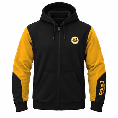  Boston Bruins Fanatics Big & Tall Colorblock Full-Zip Fleece Hoodie - Black