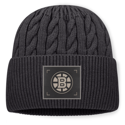 Boston Bruins Fanatics Authentic Pro Road Phantom Oversized Cuffed Knit Hat - Charcoal