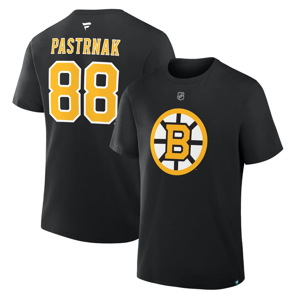 David Pastrnak Boston Bruins Fanatics Authentic Stack Name & Number T-Shirt - Black