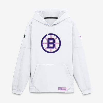  Boston Bruins Fanatics Authentic Pro Hockey Fights Cancer Rink Fleece Hoodie - White