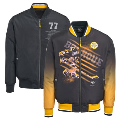 Ray Bourque Boston Bruins FE Reversible Full-Zip Bomber Jacket - Black