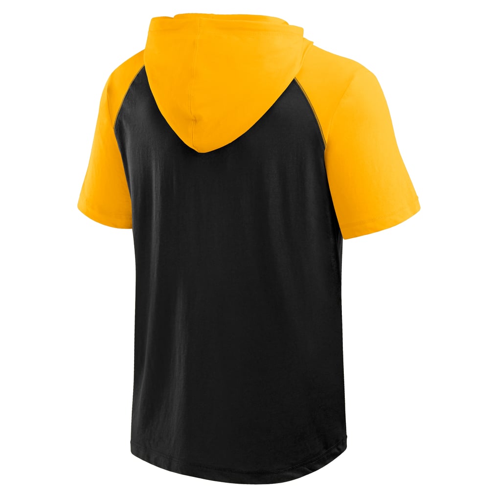 Boston Bruins Logo Athletic Prime Raglan Short Sleeve Pullover Hoodie - Black
