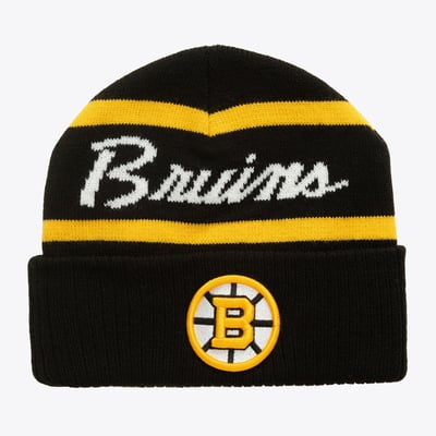 Boston Bruins Mitchell & Ness Head Coach Cuffed Knit Hat - Black