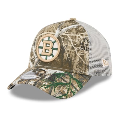 Boston Bruins New Era Real Tree A-Frame 9FORTY Adjustable Trucker Hat - Camo