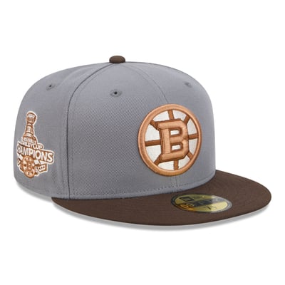 Boston Bruins New Era Wood Tones 59FIFTY Fitted Hat - Charcoal/Brown